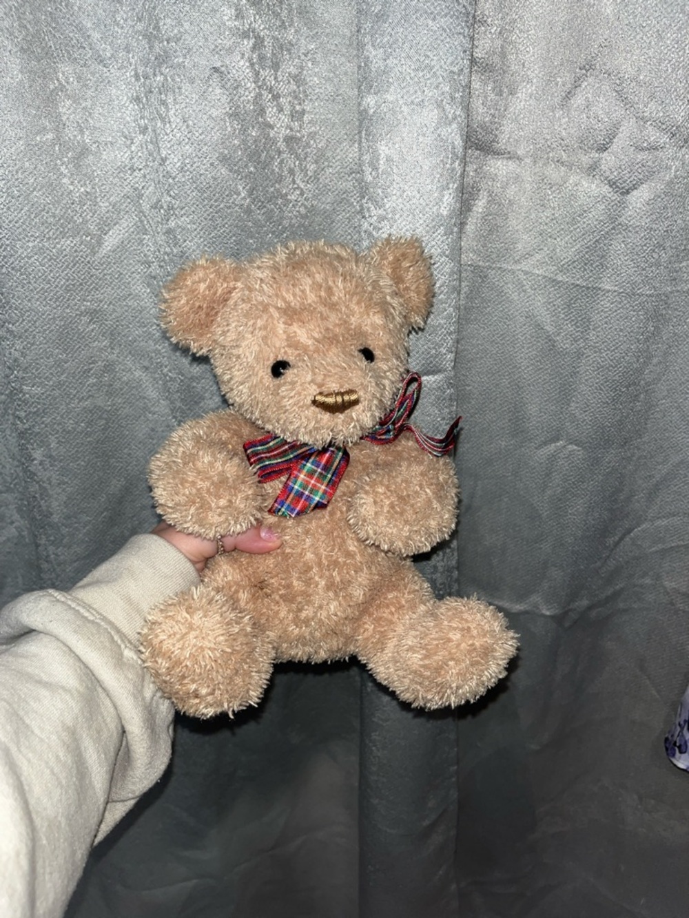Child of mine Tan Teddy Bear with Plaid Bow - Soft